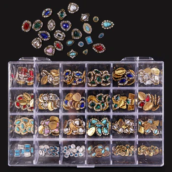 Mutis-Širdies Formos Deimantų Kristalų Box| 240 Gabalas Įvairių Spalvų Nagų Kristalų Box| Nagų Pakabukai| Nagų Kristalai